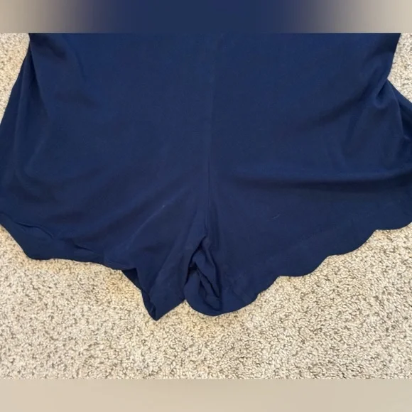 41 Hawthorn Navy Scalloped Romper 1X | Coastal Granddaughter Brunch Fall Outfit - Picture 3 of 12